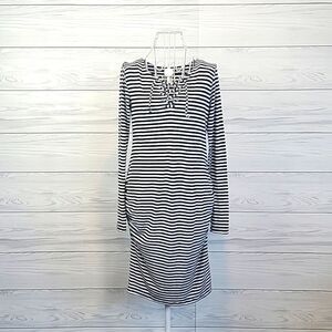 Old Navy striped sheath midi dress - black & white Women's Size S